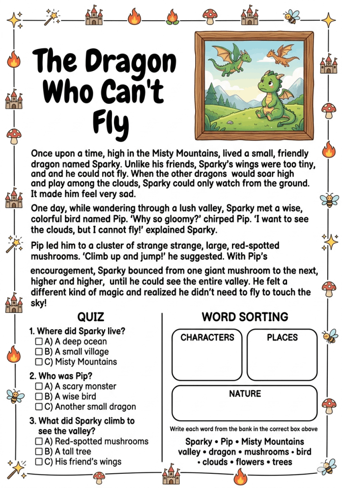 500 Kids Story Activity Worksheets Prompts