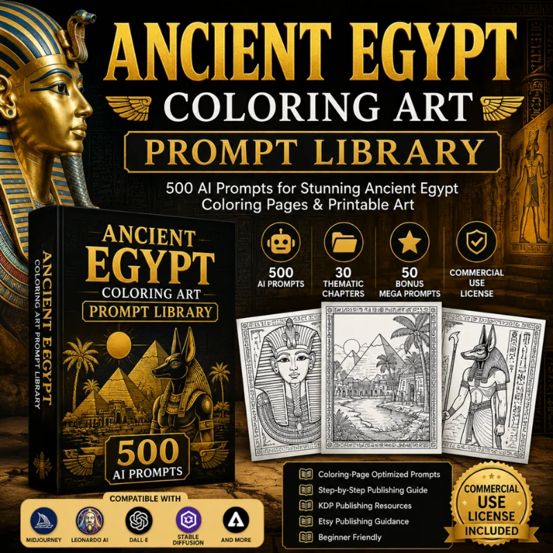 Ancient Egypt Coloring Art Prompt Library