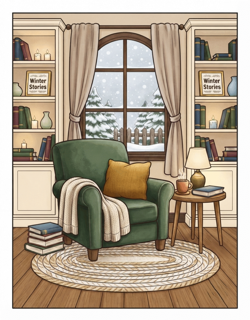 303 Cozy Indoor Coloring Book Prompts with Full PLR